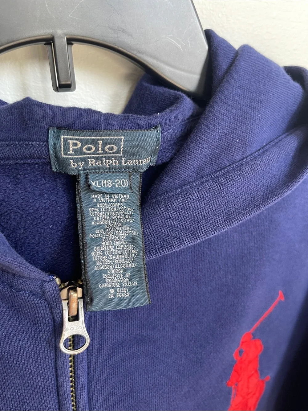 Polo by Ralph Lauren Navy Zip Hoodie with Red Pony